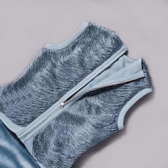 Chic Sleeveless High Neck Tassel Set Edgy Fringe - Picture 6 of 8